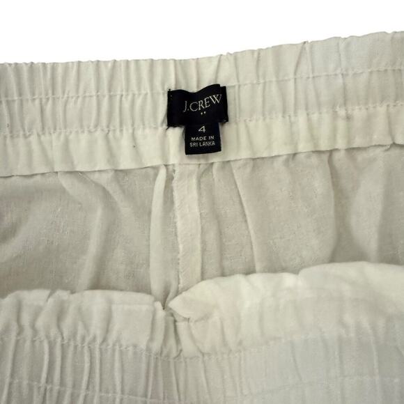 J. Crew Linen Blend Retreat Old Money Beachcore Pull On Relaxed White Ankle Pant - Picture 6 of 10